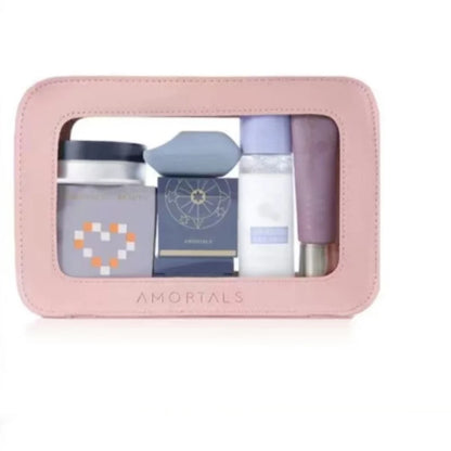 LUSQI Minimalist Transparent PVC Waterproof Cosmetic Leather Makeup Bag Travel Portable Toiletry Bag