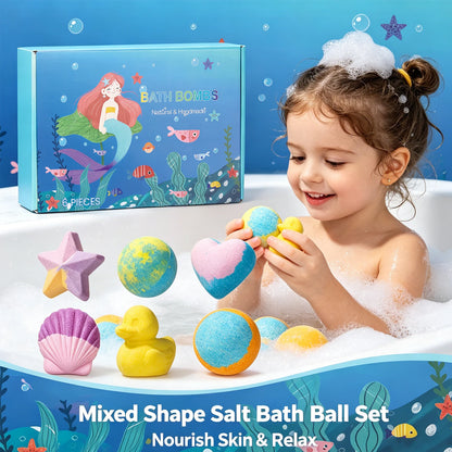 6pcs Bath Bubble Ball Kit Relaxing Spa Remove Dead Skin For Children Moisturizing Bath Bombs Accessories For Holiday Gift Set