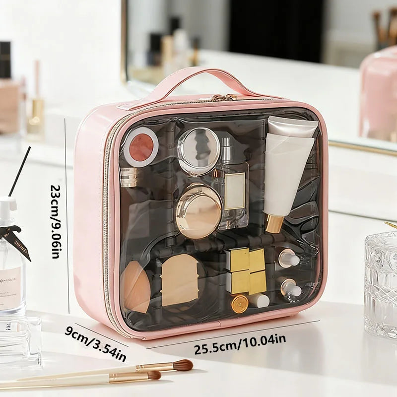 New PU Leather Cosmetic Bag For Women Professional Makeup Case Travel Toiletry Makeup Bag Beauty Nail ToolBox Make Up Handbag