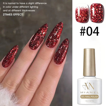 MN 12ML 1-21PCS Hot Selling Red through Half the Sky Cat Eye Nail Polish New Whitening Glass Bead Cat Eye Nail Polish Nail Art