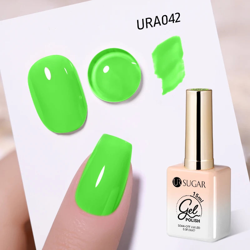 UR SUGAR 15ml Gel Nail Polish Neon Blue Red Green Pastal Nude UV/LED Soak Off No Wipe Nail Gel Polish Suitable For Summer Autumn