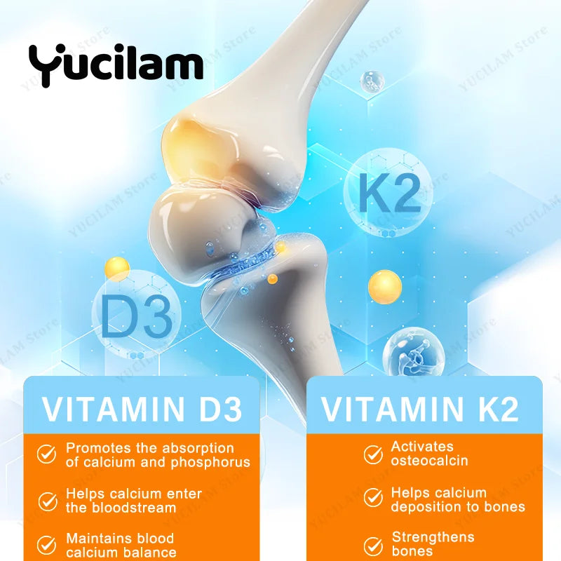 Vitamin D3 + K2 with Calcium, Magnesium, and Zinc – Bone Muscle Nervous Immune System Health Support