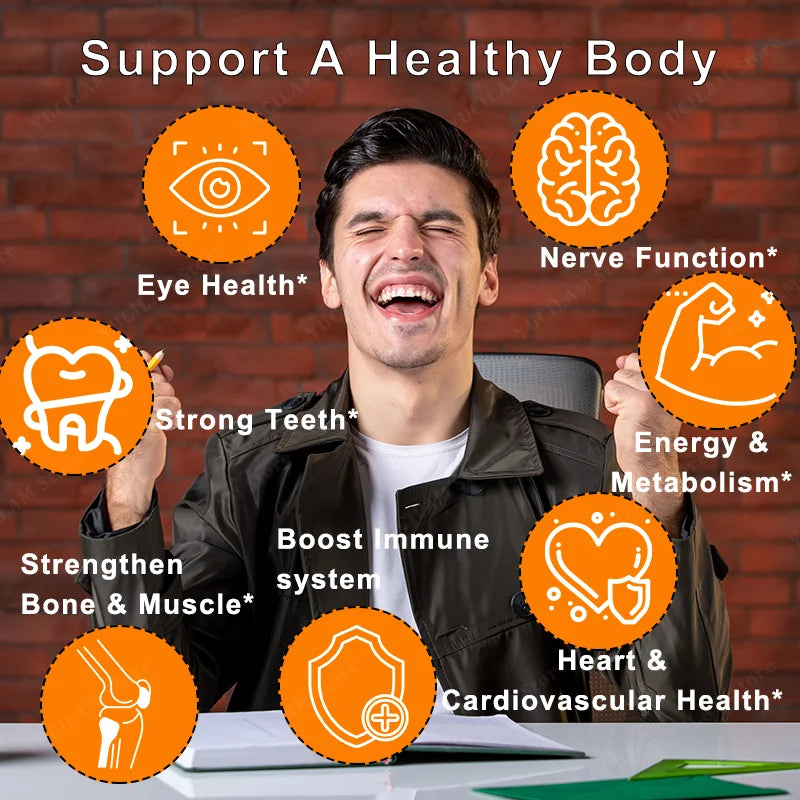 Vitamin D3 + K2 with Calcium, Magnesium, and Zinc – Bone Muscle Nervous Immune System Health Support