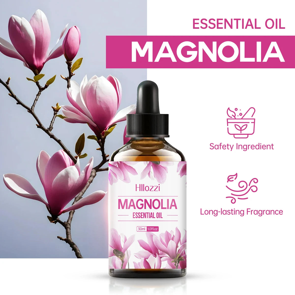 Magnolia Essential Oil for Aromatherapy Diffusers, Burners and Air Fresheners - Long lasting pleasant scent