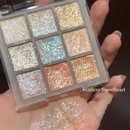 9Colors Glitter Eyeshadow Palette Pearlescent Earth Color Eye Shadow Shimmer Highlight Sparkling Sequin Gold Silvery Eyes Makeup