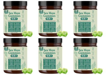 Irish Sea Moss Gummies 1500mg Equivalent 16 in 1 Botanical Blend,Support Digestion&Mood,Antioxidant Protection,Apple Flavor,30Ct