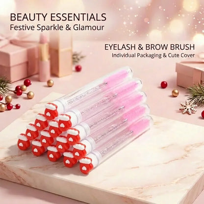 10pcs Christmas Eyelash Eyebrow Brush Precision Lash Comb Spoolie Extension Tool Ultra-Fine Makeup Brush Holiday Gift for Women