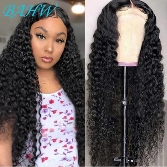 Brazilian Hair 13x4 HD Lace Frontal Wig Deep Wave Curly Remy Human Hair Deep Water Wave 4x4 Lace Front Wig Natural Color