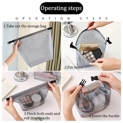 Large Capacity Waterproof Makeup & Toiletry Bag Portable Handheld Cosmetic Organizer Pouch Travel Storage Bag with Button