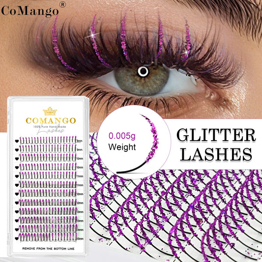 Colors Glitter Fashion Shiny Colorful False Spikes Eyelashes Extension Mink Individual Lashes Mix Color Soft Cilias for Hallowee