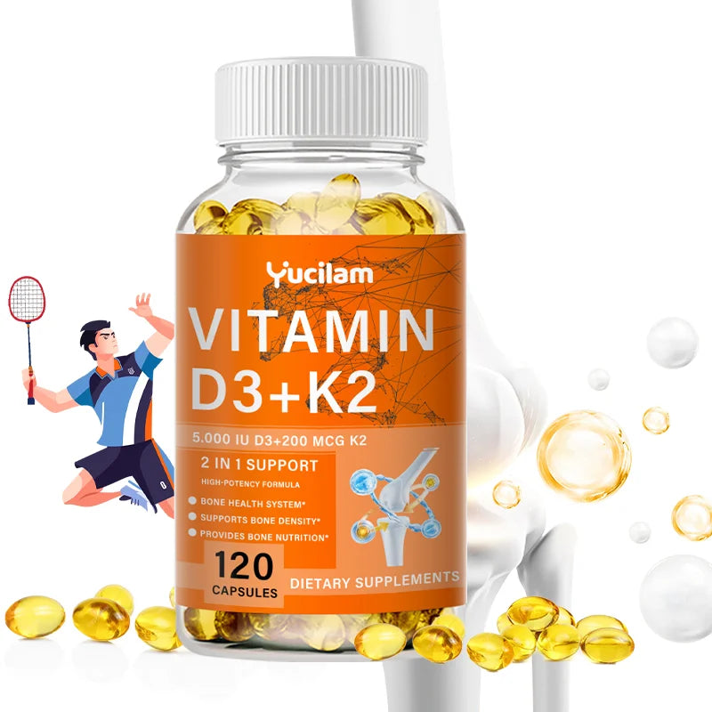 Vitamin D3 + K2 with Calcium, Magnesium, and Zinc – Bone Muscle Nervous Immune System Health Support