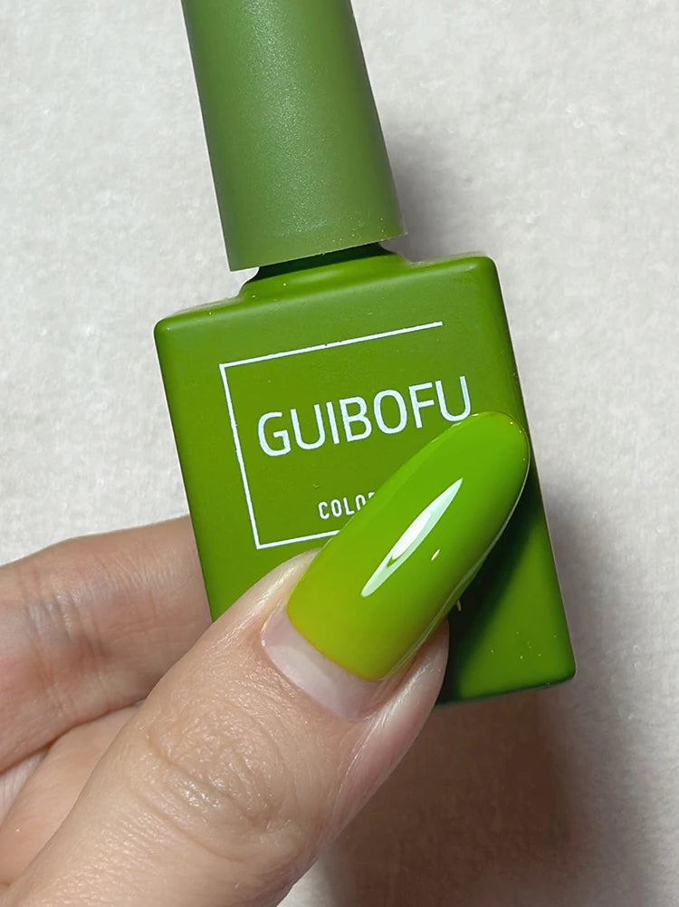 15ml Green Series Fall Shine Finish Semi Permanent Glitter Sequins Nail Polish Set Kit Soak Off Uv Varnish Nail Art