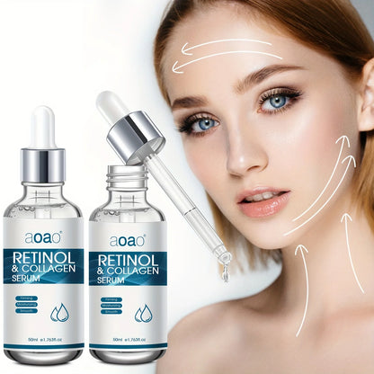 50ml*2 Collagen & Retinol Face Serum - Hydrating Serum With Hyaluronic Acid And Vitamin E For Firming And Smoothing Fine Lines Skin Care