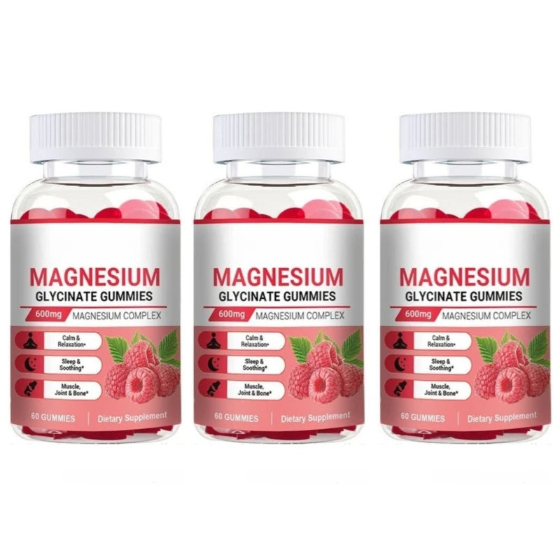 Magnesium Glycinate Gummies Vegan 600mg Magnesium Complex Chewable for Calm Relaxation and Sleep Soothing 60 Gummies