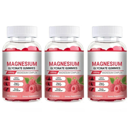Magnesium Glycinate Gummies Vegan 600mg Magnesium Complex Chewable for Calm Relaxation and Sleep Soothing 60 Gummies