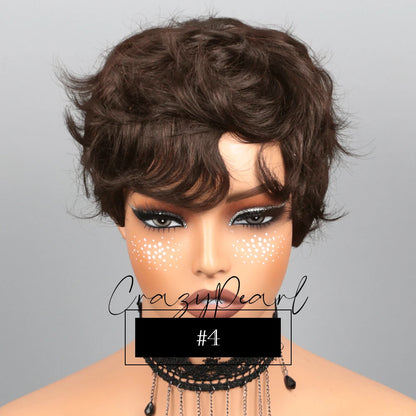 Short Pixie Cut Wig Black Human Hair Lace Front Wigs for Black Women Textured Layered Side Bang Natural Hairline Daily Work Styl
