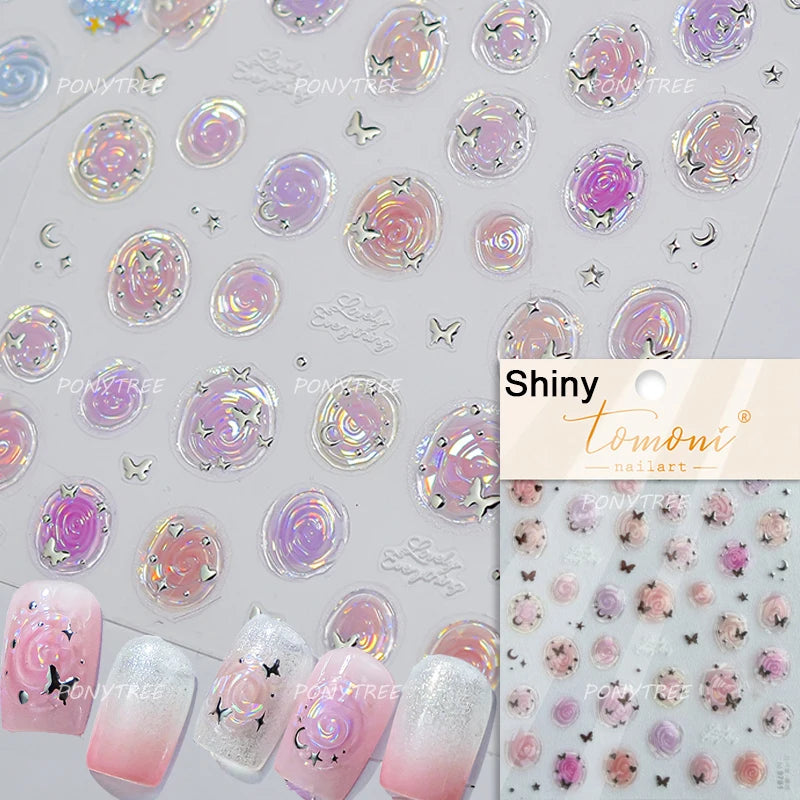 Gold Stamped Shell Conch Scallop Starfish Pearl 5D Embossed Self Adhesive Nail Art Stickers Delicate Ocean Style Manicure Decals