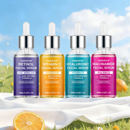 HISENRAIN Luxury Moisturizing Essence 4-Piece Set - Premium Skincare Gift for Holiday Seasons, Radiant & Hydrated Skin.