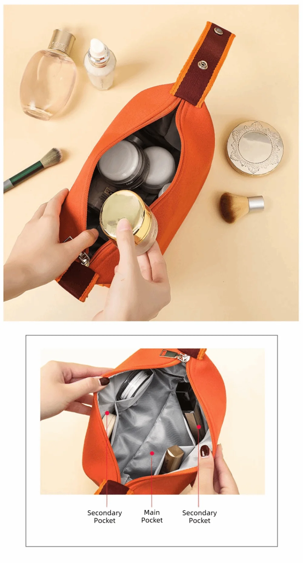 Trendy Large Capacity Cosmetic Storage Bag Portable Handheld Makeup Pouch Canvas Travel Storage Bag Cosmetic Storage