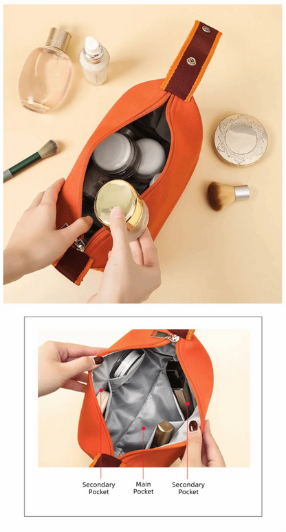 Trendy Large Capacity Cosmetic Storage Bag Portable Handheld Makeup Pouch Canvas Travel Storage Bag Cosmetic Storage