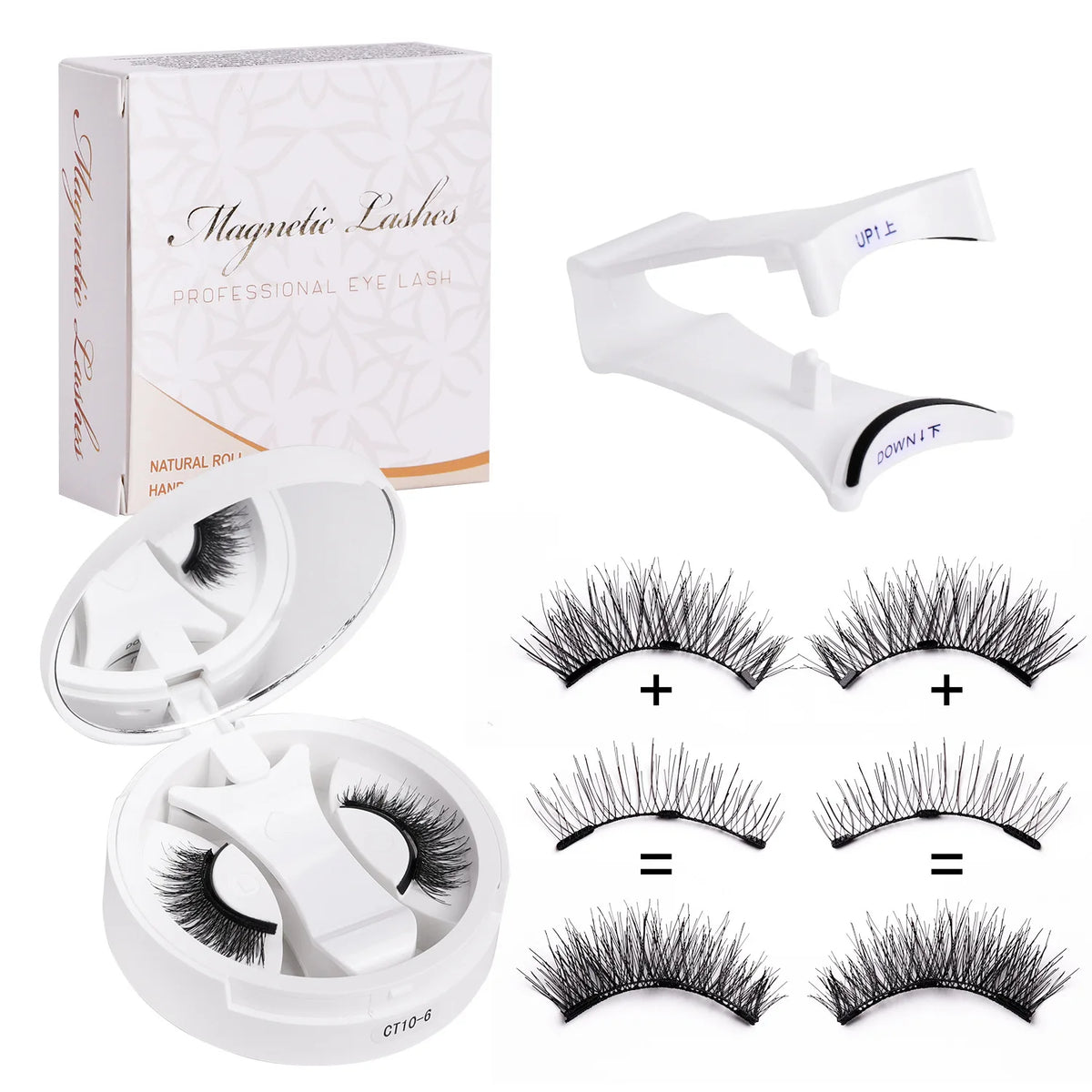 Hot 1 Pair Magnetic Eyelashes Handmade Fluffy Faux Mink Lashes Reusable Natural False Eyelashes and Magnetic Tweezers Set Makeup