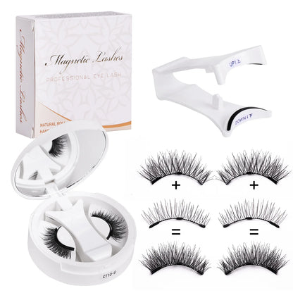 Hot 1 Pair Magnetic Eyelashes Handmade Fluffy Faux Mink Lashes Reusable Natural False Eyelashes and Magnetic Tweezers Set Makeup