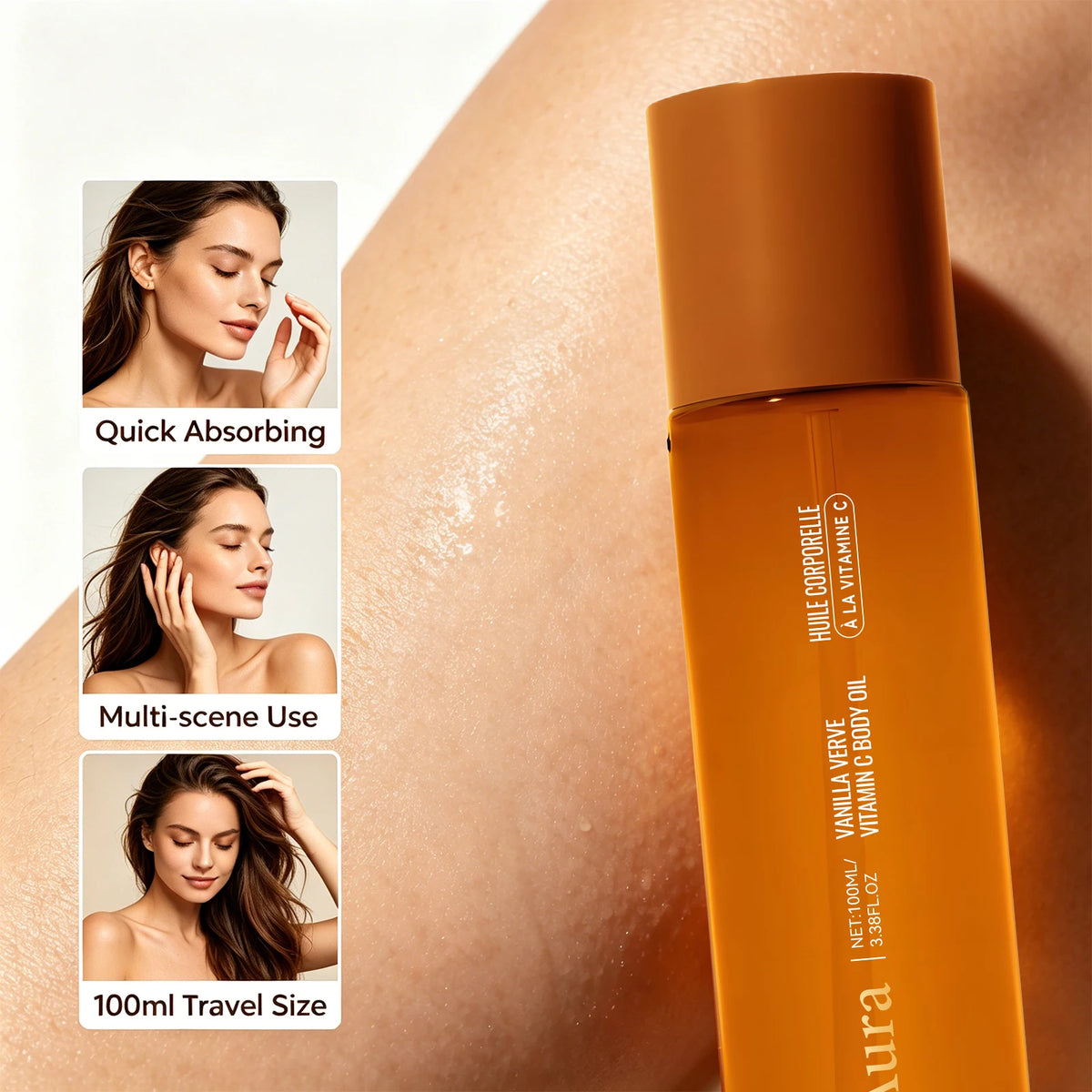 Vitamin C Body Oil Deeply Hydrates and Nourishes Skin Antioxidant Restores Dry Skin Body Massage Essential Oil