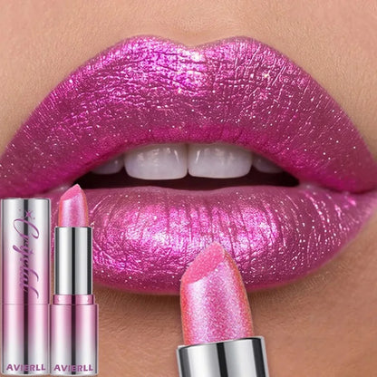 14Color Metallic Violet Lipstick Polarizing Pigment Diamond Glitter Lipgloss Waterproof Lasting Gold Pearl Shine Sexy Lip Makeup