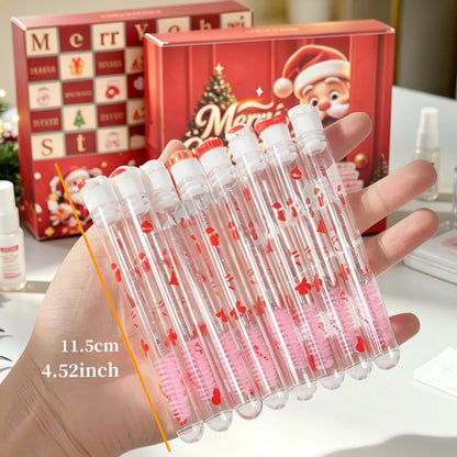 20Pcs Christmas Lash Spoolies Santa Snowflake Mascara Wands Eyelash Brush Eyebrow Comb Makeup Tools with Luxury Holiday Gift Box