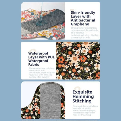 Graphene Reusable Sanitary Pads Leak Proof with Waterproof Layer Menstrual Cloth Pads Soft Anti-Slip Panty Liner Incontinence