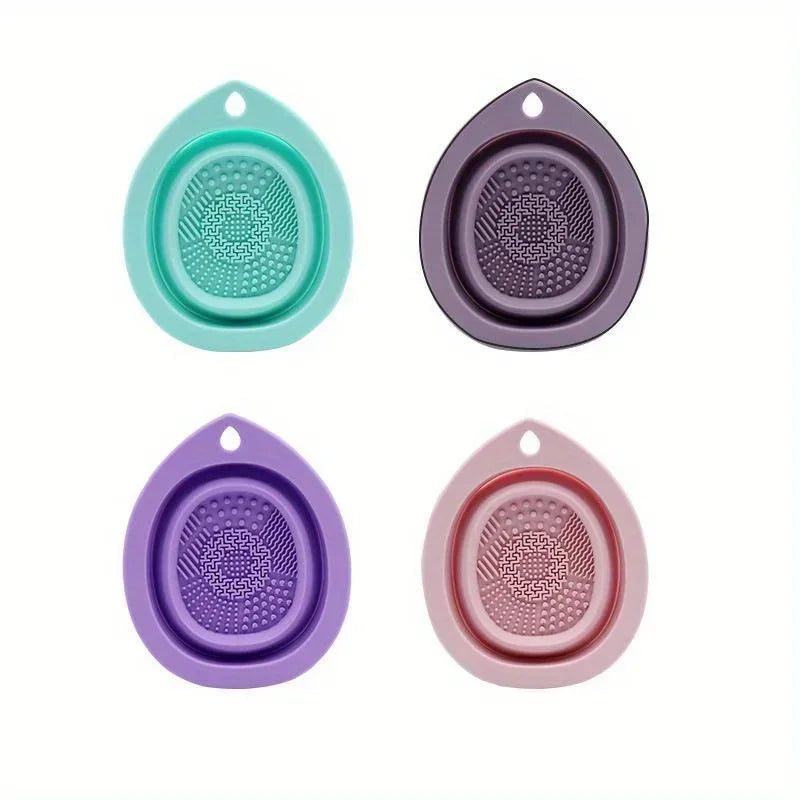 Silicone Folding Makeup Brush Cleaner Powder Puff Washing Bowl Soft Scrubber Mat Beauty Tool Cleaning Board for Brushes Puffs