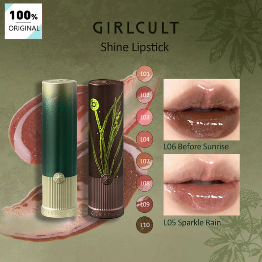 Girlcult Shine Lipstick,High-Reflection Gloss,Long-Lasting Wet Look,Sheer & Hydrating Finish,Luxury Makeup,Quick Application