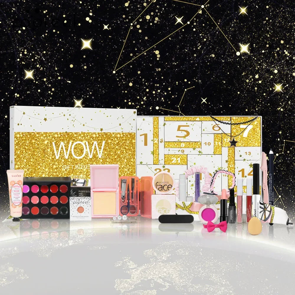 Advent Calendar 24Days Beauty Makeup Kit 24pcs/Set Christmas Countdown Calendar Mystery Holiday Gift Box For Women Cosmetics