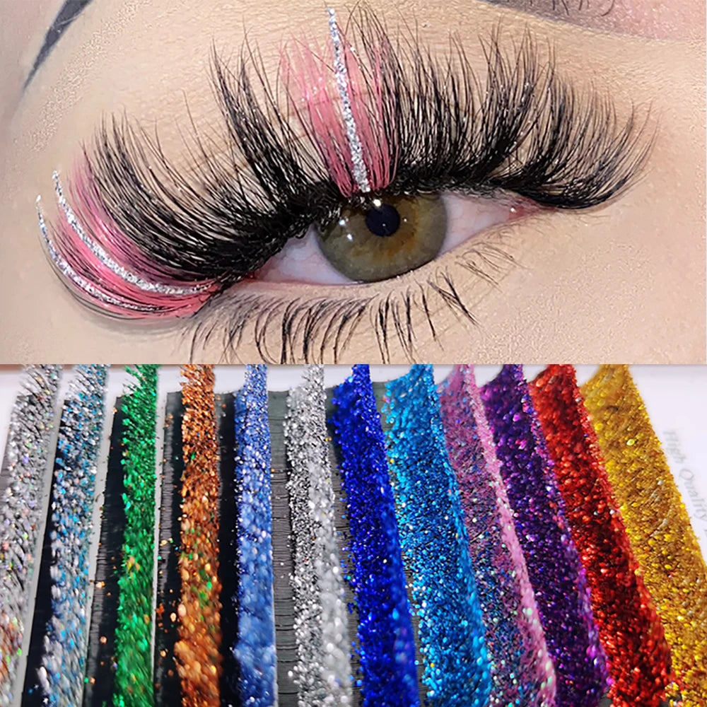 Domi Lash Christmas Cosplay Eyelashes Diamond Glitter Individual Lashes Snow Santa Cat Design False Eyelash Clusters for Party