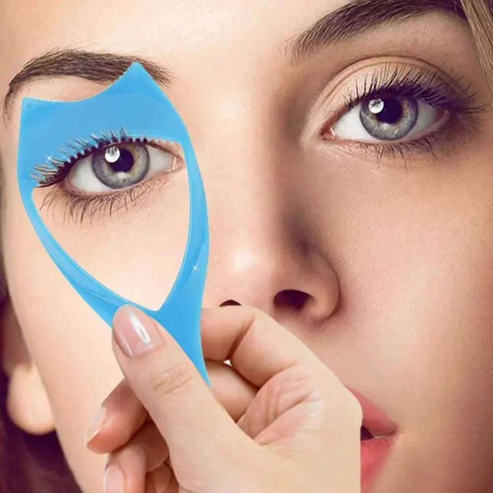 3 in 1 Portable Eyelash Makeup Tool Lash Curler Anti Smudge Mascara Shield Guard Eyeliner Holder Eye Beauty Cosmetic Accessory