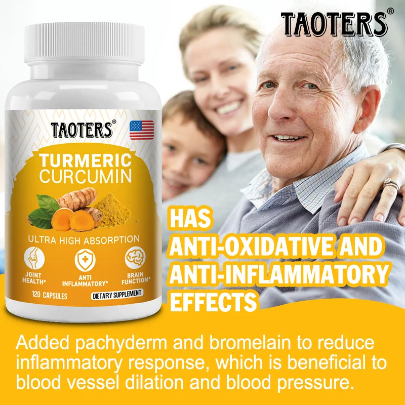 Turmeric Curcumin Capsules,Natural Joint Support,Relieve Joint Pain, Support Brain Health & Heart Health