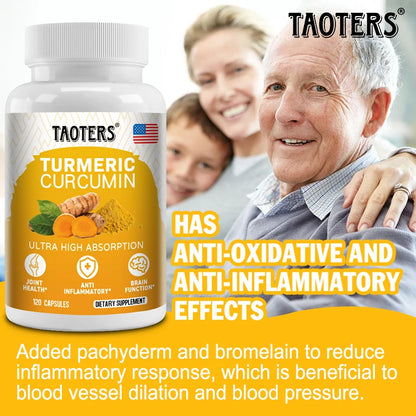 Turmeric Curcumin Capsules,Natural Joint Support,Relieve Joint Pain, Support Brain Health & Heart Health