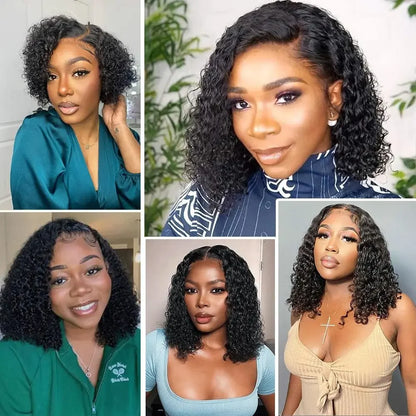 Indian Human Hair Jerry Curly Wig 300% Density Virgin Hair Wig Natural Color Kinky Curly 5x5 Transparent Lace Wig For Women