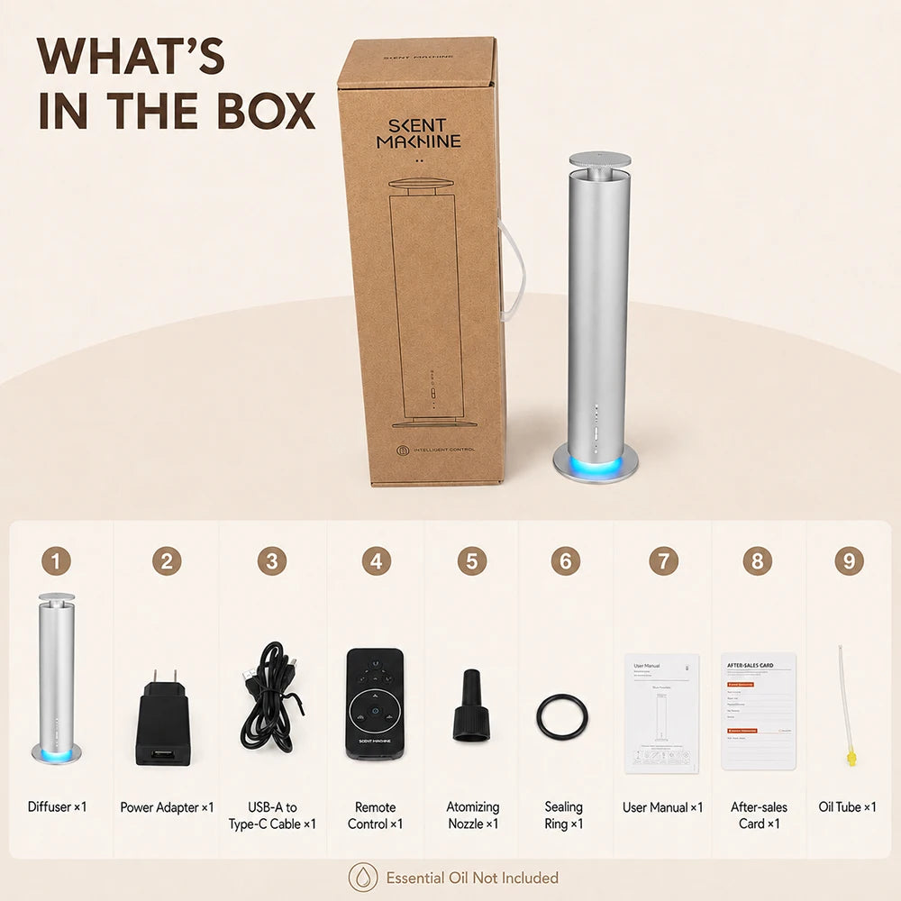 TEABLUM Smart Waterless Essential Oil Diffuser 200m³ Rechargeable Cordless Aroma Scent Machine APP Control Home Office Hotel