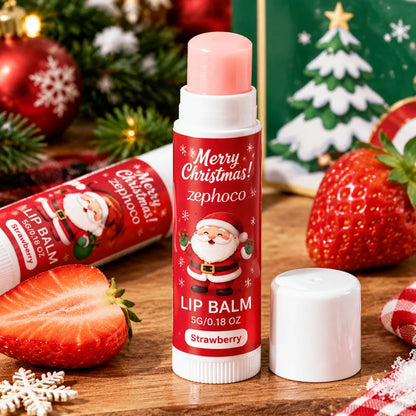 Christmas Lip Balm Set 10 Pack Fruit Flavored Moisturizing Gift Box for Chapped Lips Winter Care Women 50g Christmas Gift