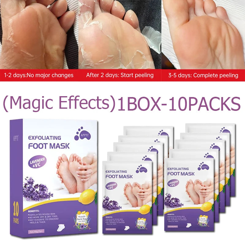 Foot Peel Mask 10 Pack Exfoliator Lavender Natural Peel Off Calluses Dead Skin Callus Remover Moisturizing Smooth For Men Women