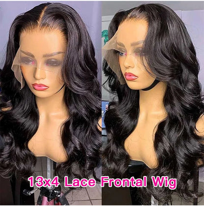Chinese Body Wave 13x4 HD Transparent Lace Front Human Hair Wig Black 4x4 Lace Closure Wig 8-30 Inch Pre-Plucked Lace Hair Wig