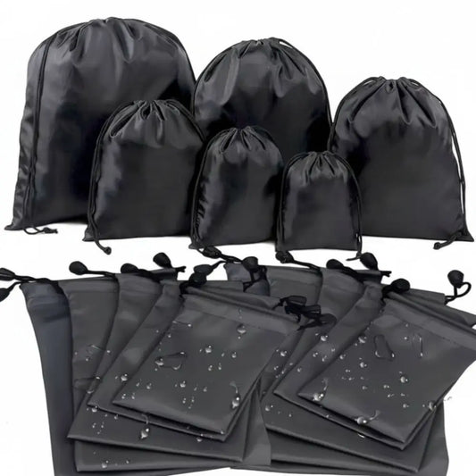 Drawst Closure Drawstring Storage Pouch Portable Nylon Multi-Functional Storage Bag Waterproof Black Makeup Bags