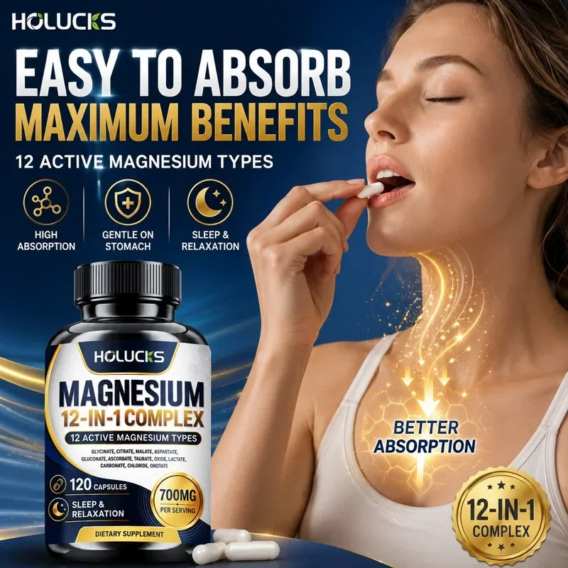 Magnesium Complex Supplement, Support Muscle, Bone & Joint Health, Improve Sleep Quality, Calm Mood, Boost Energy & Nerve Health