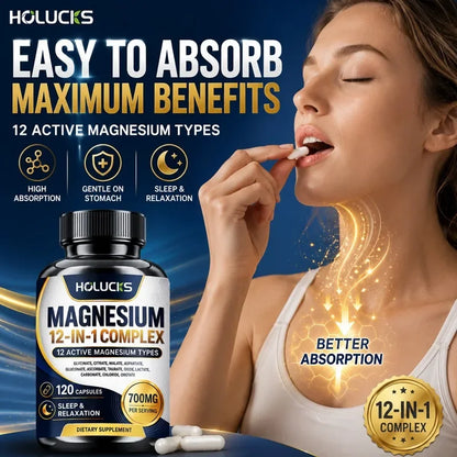 Magnesium Complex Supplement, Support Muscle, Bone & Joint Health, Improve Sleep Quality, Calm Mood, Boost Energy & Nerve Health