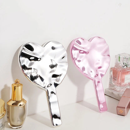 Eyelash Extension Handheld Makeup Mirror High Definition Heart Shape Hand Vanity Mirror For Women's Makeup Cosmetic Beauty Tools
