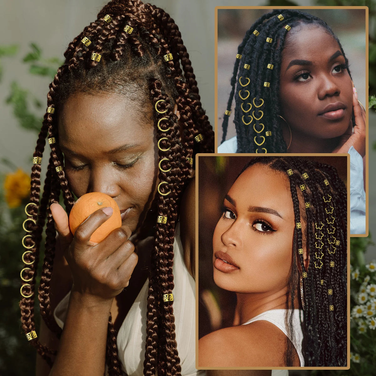260Pcs/box Gold Silver Hair Beads Jewelry Braid Accessories Hair Clips Dreadlocks Braiding Braid Cuffs Metal Hair Rings Charms