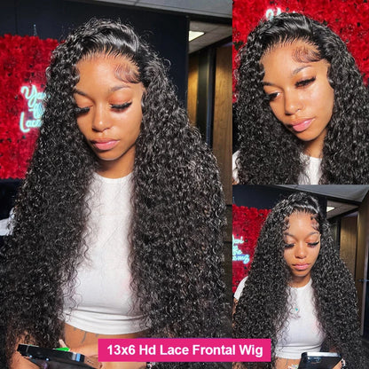 30 Inch Water Wave Curly Lace Frontal Wigs 13x6 HD Deep Wave Lace Frontal Wig 13x4 Lace Human Hair Wigs For Women On Sale