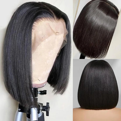 Straight 13x4 Bob Wig Human Hair 200 Density Transparent Lace Frontal Wig 100% Brazilian Human Hair 4x4 5x5 HD Lace Closure Wigs