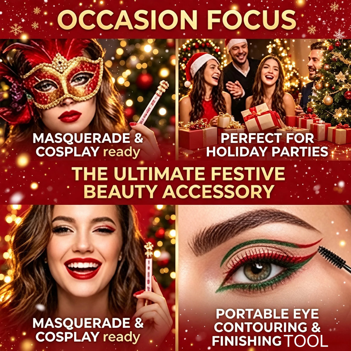 10Pcs Random Christmas Mascara Wands Disposable Eyelash Extension Brushes Spoolies Lash Brow Comb Makeup Tools Xmas Gift for Her